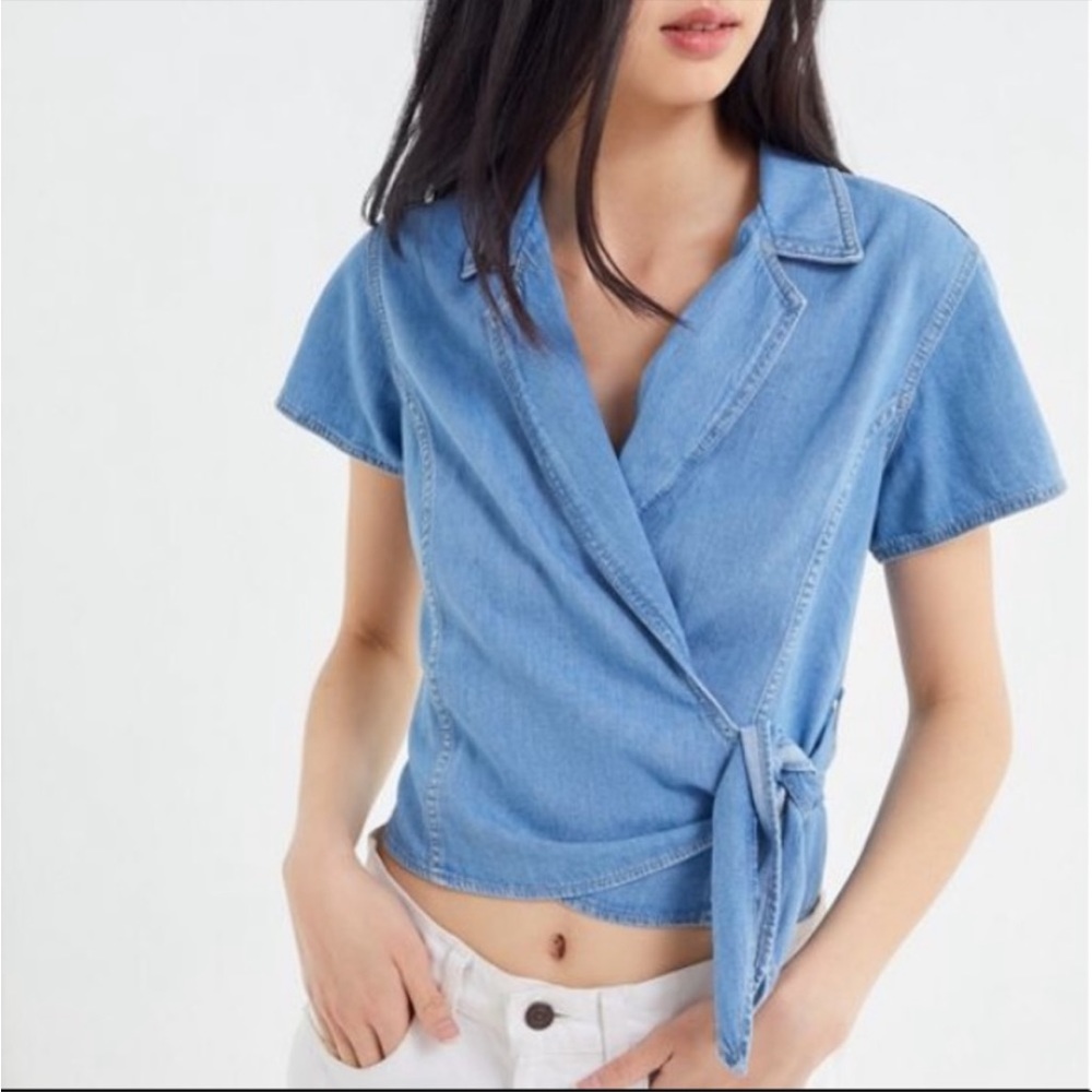 Urban Outfitters Denim Wrap Top